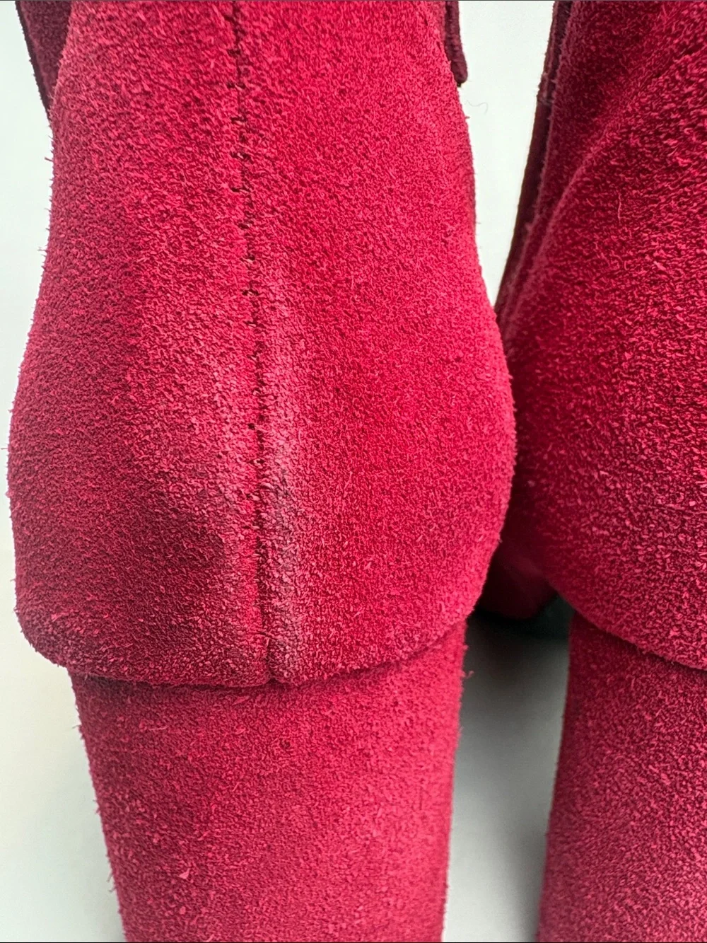 Urban Outfitters Sabrina Crimson Red Suede Round Heel Boots - Size 8